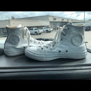 Leather white converse